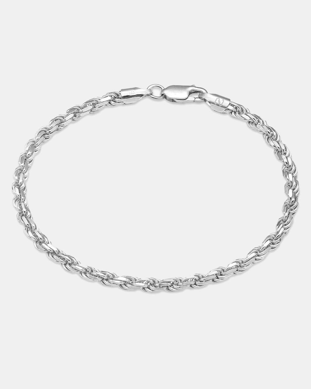 Rope Chain Bracelet 4mm Silver