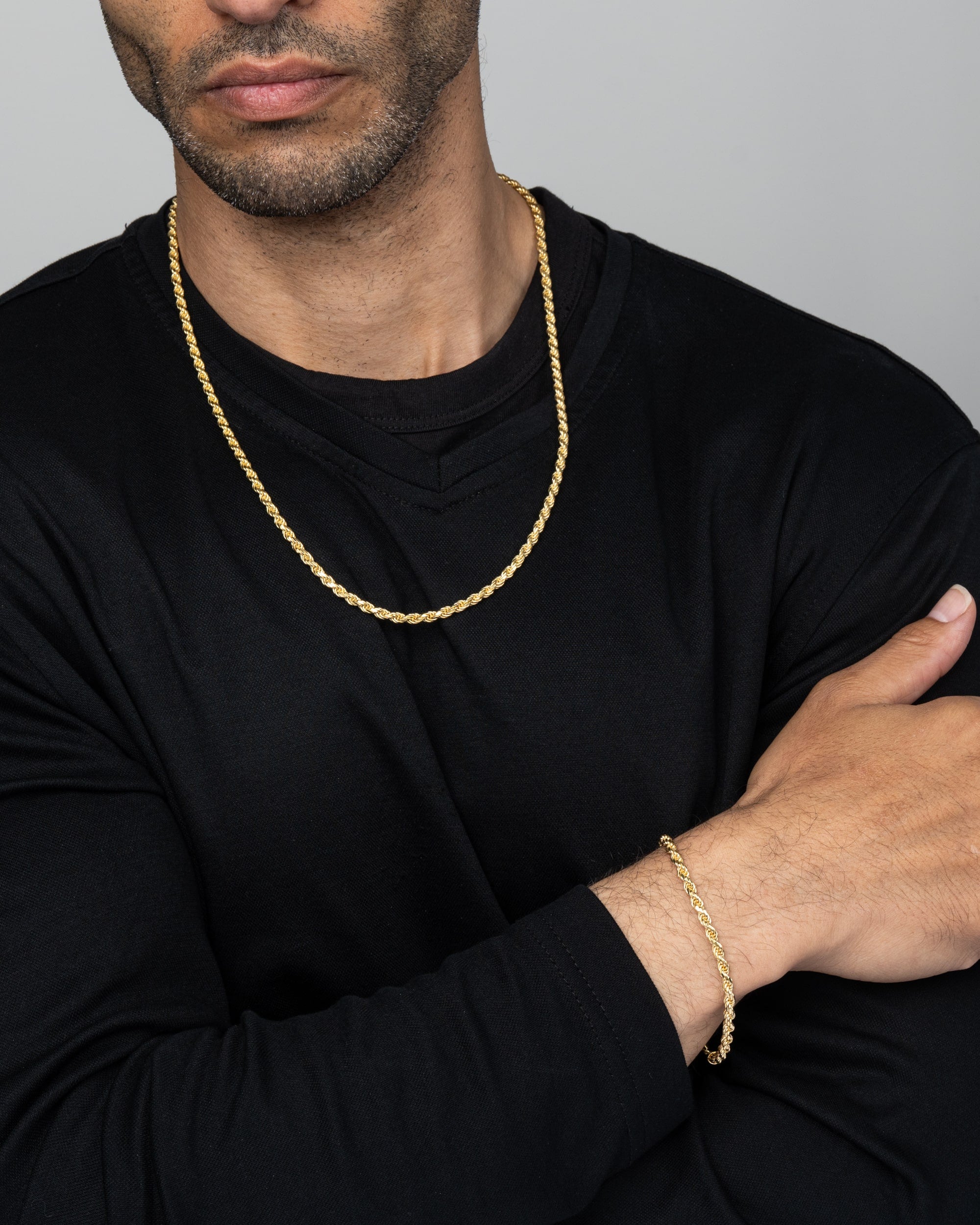 Rope Chain Set 4mm Gold Model1