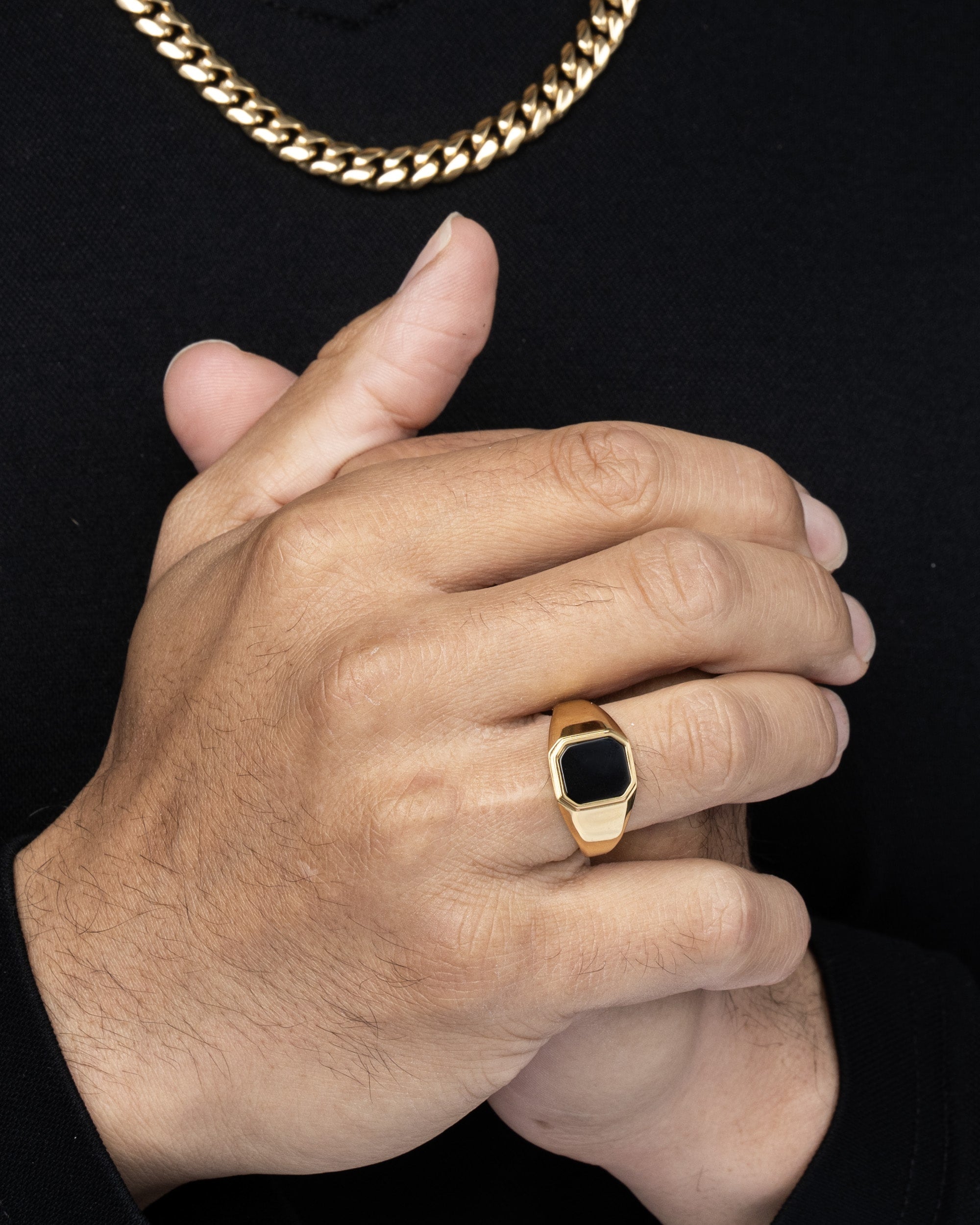 Signet Square Ring - Gold | Men's Gold Ring - DAZZIN