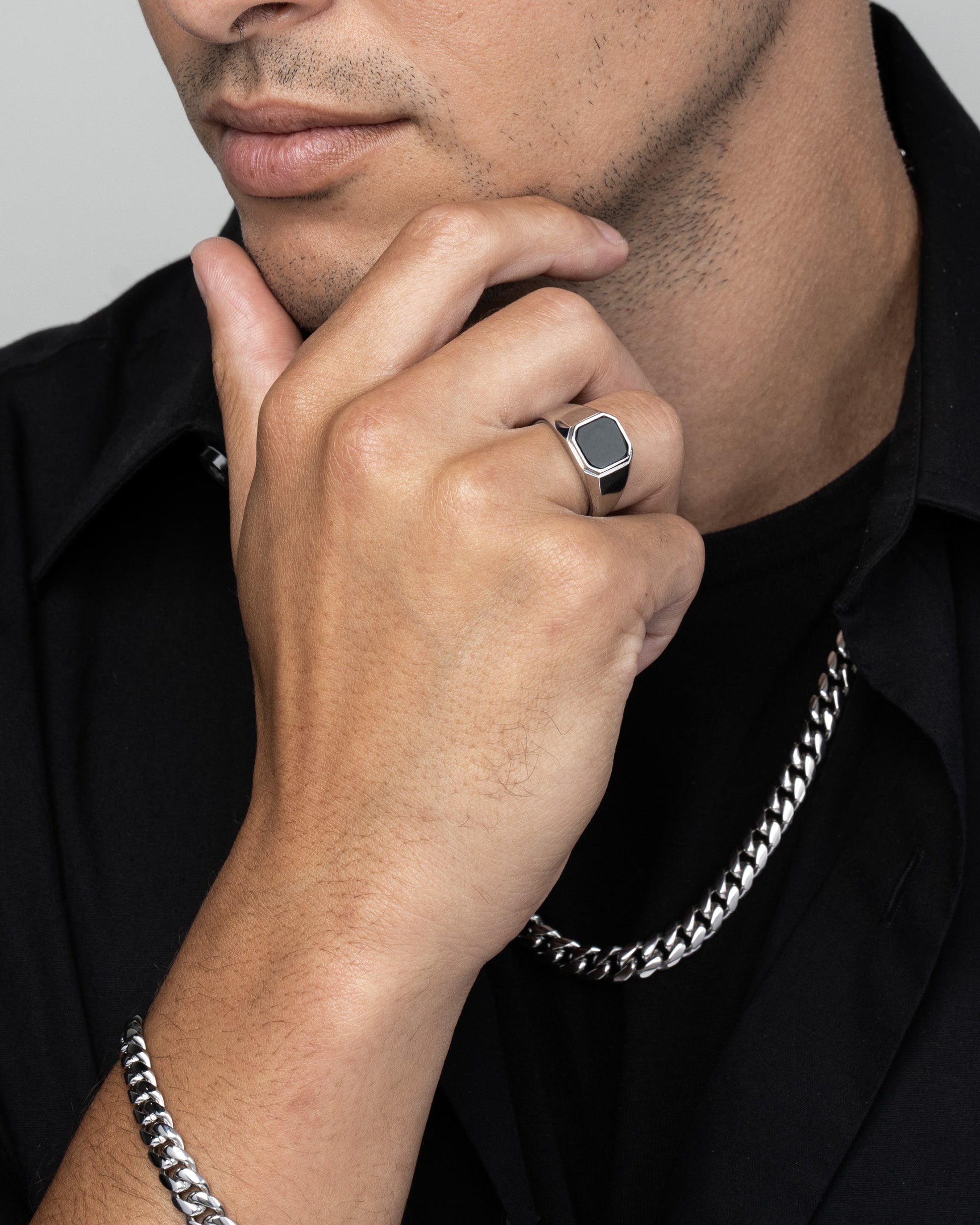 Signet Square Ring Silver Model4